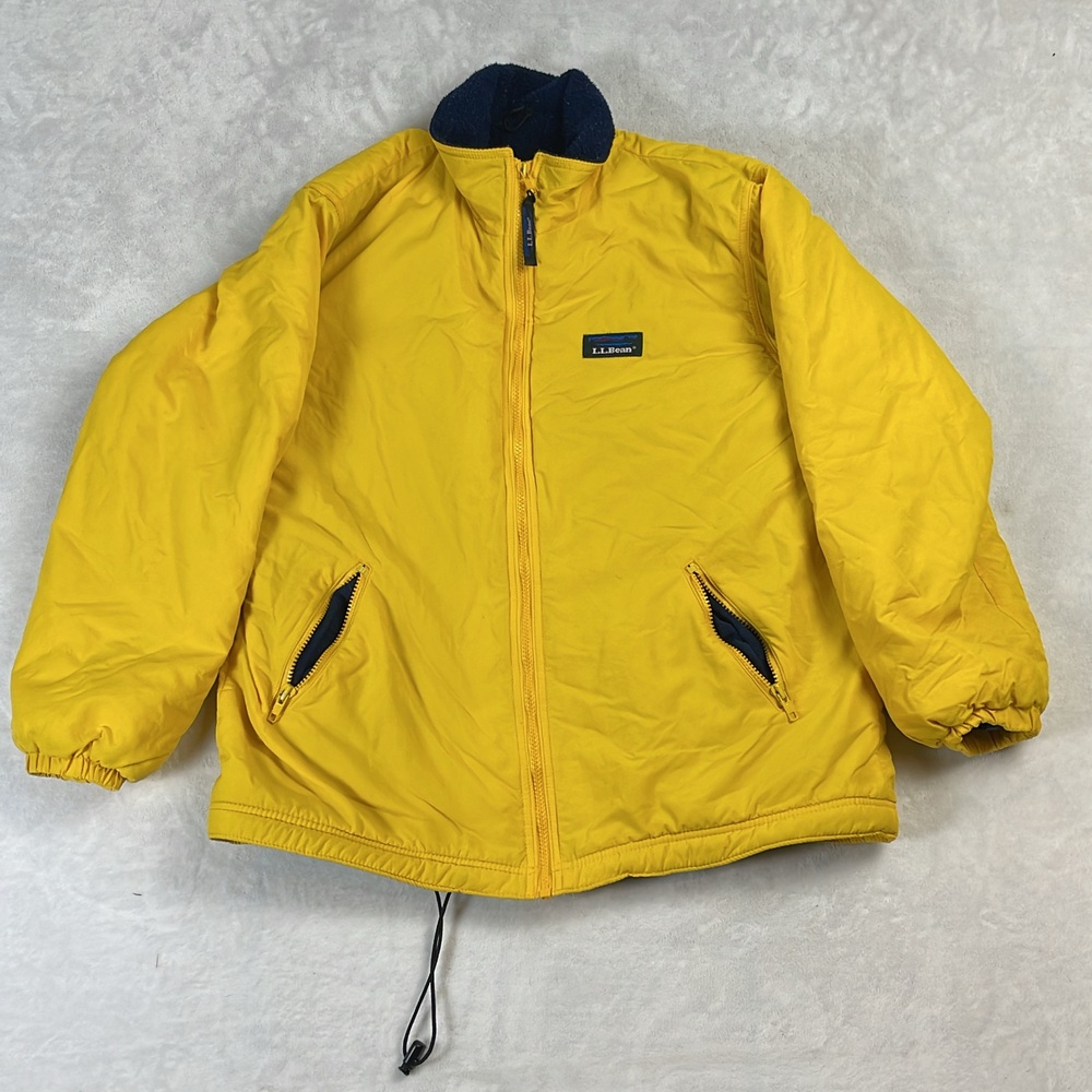 L.L. Bean Warm-Up Jacket Women's Yellow Size M Fleece Lined Vintage 90s Gorpcore